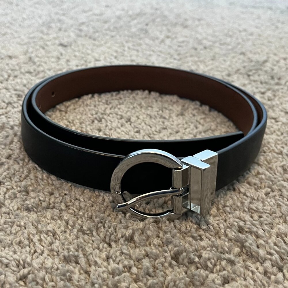 Calvin Klein Black Belt – Silver Logo Buckle